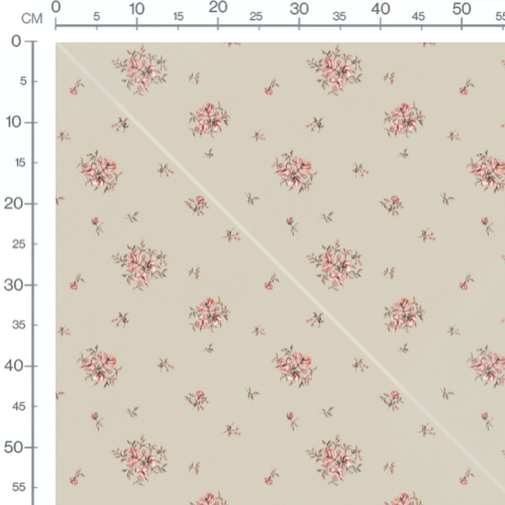 Tissu - Bouquets de roses délicates