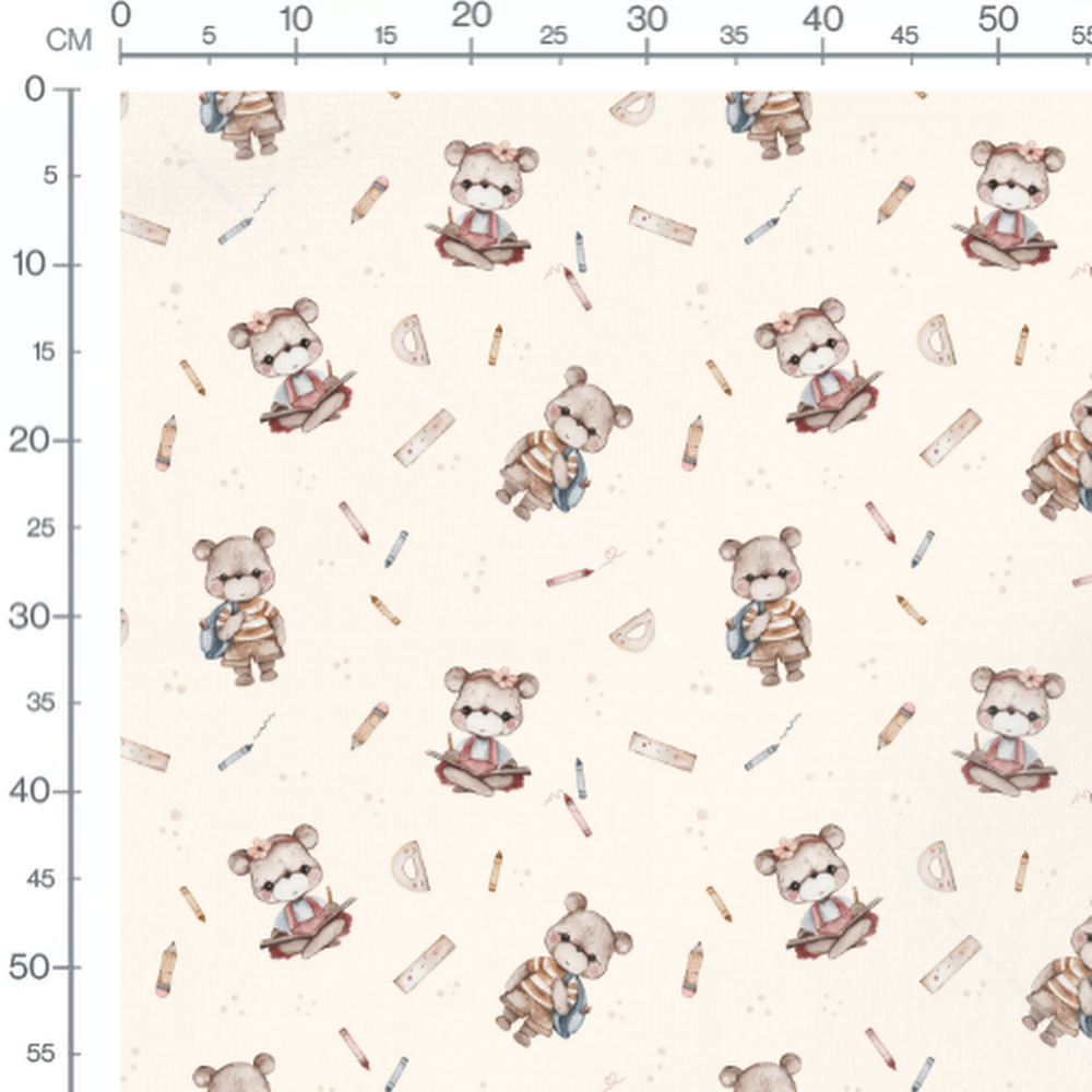 Tissu - Oursons ludiques sur beige