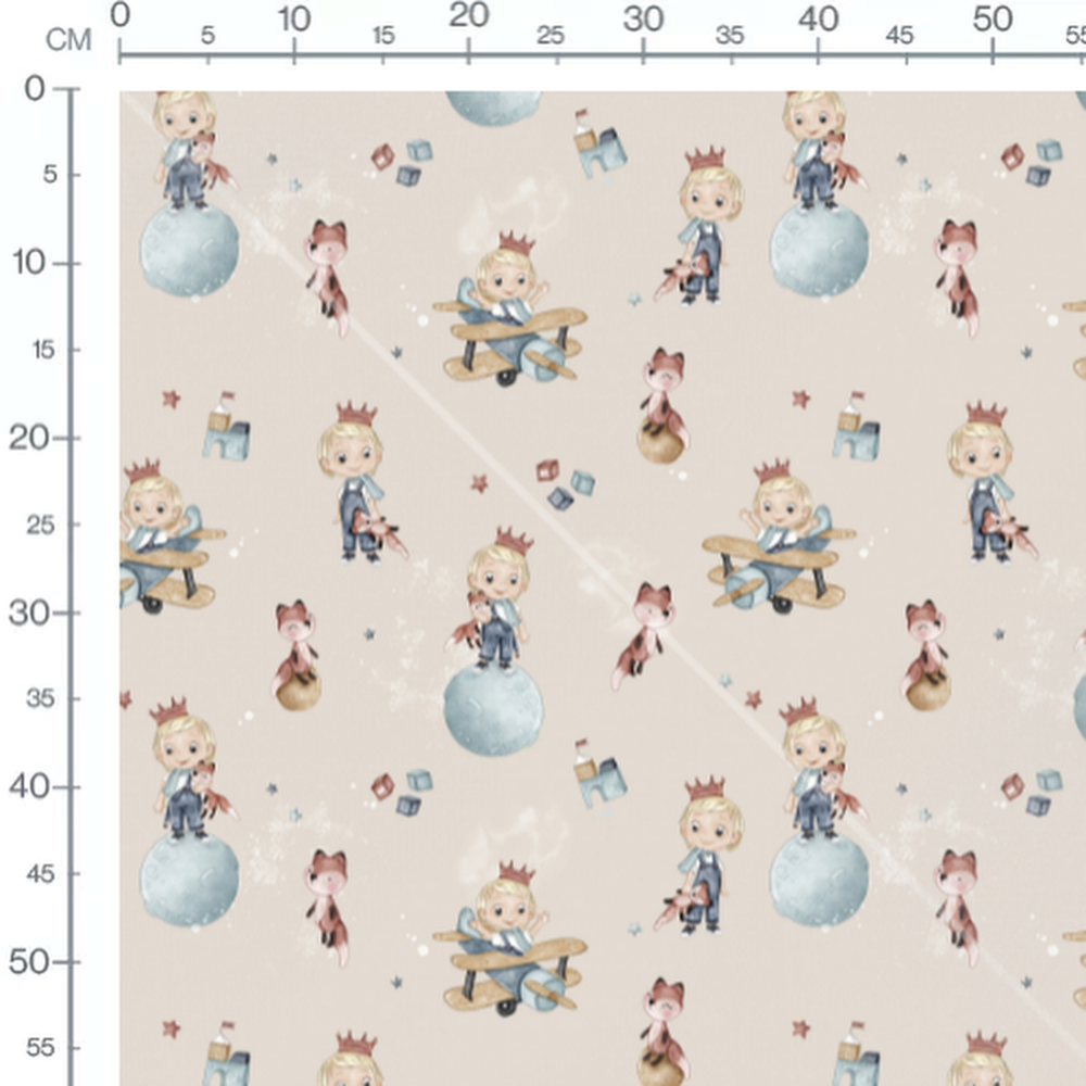 Tissu - Enfants et renards beige
