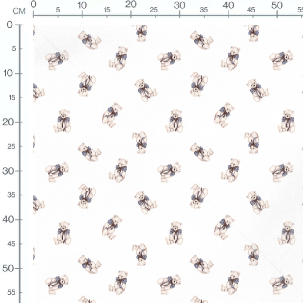 Tissu - Oursons beige sur fond blanc