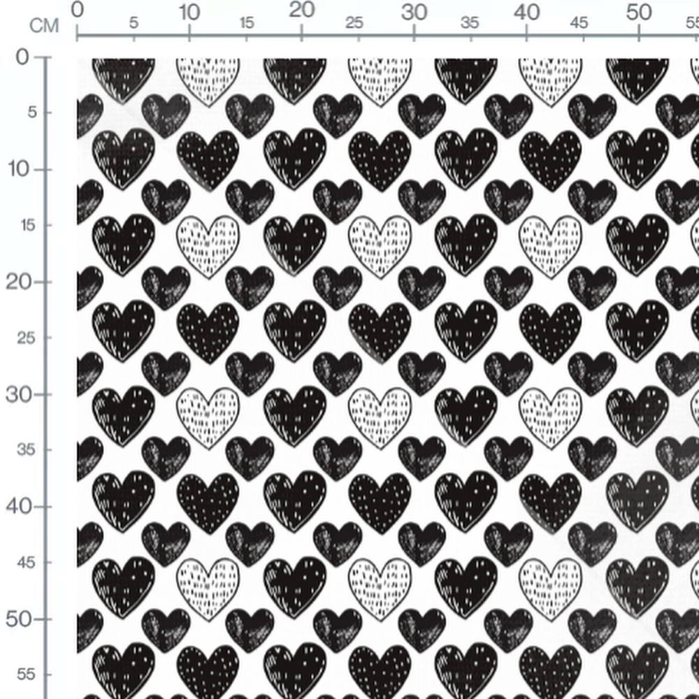 Tissu - Tissu Coeur Graphique Blanc