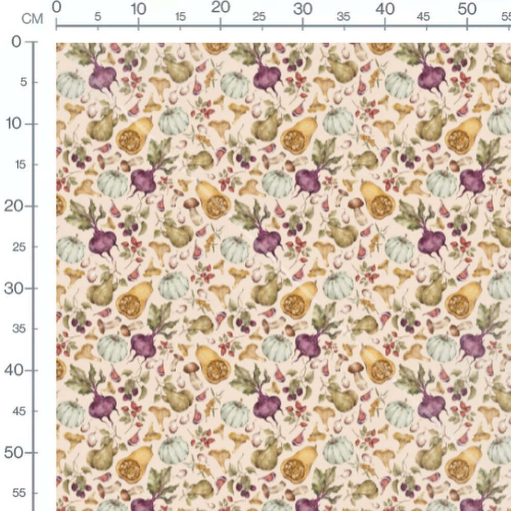 Tissu - Fruits et légumes aquarelle