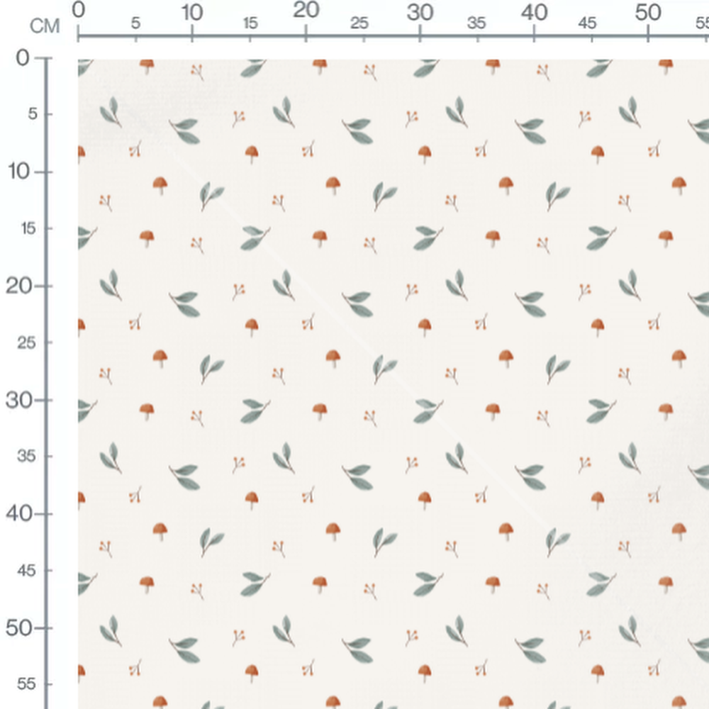 Tissu - Champignons orange et baies