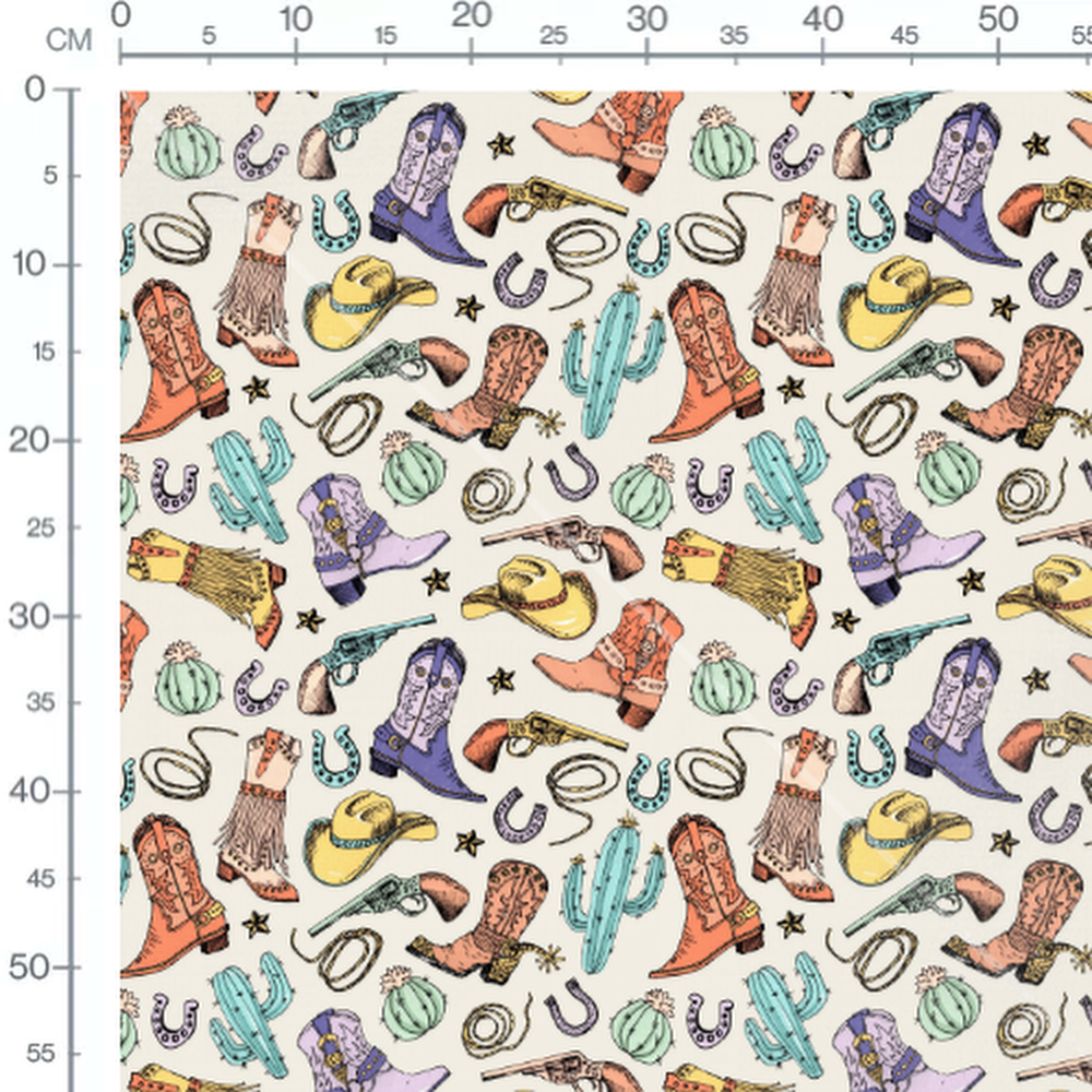 Tissu - Motifs western colorés