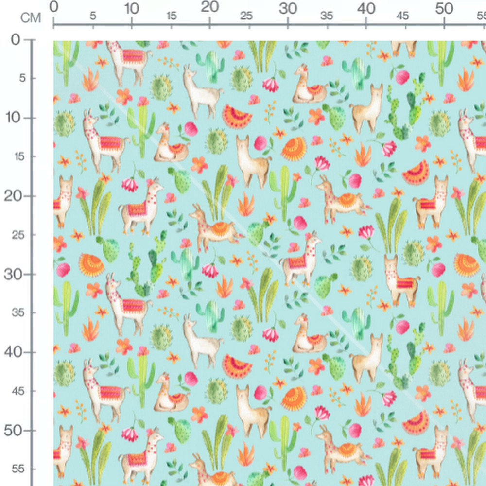 Tissu - Lamas et cactus colorés
