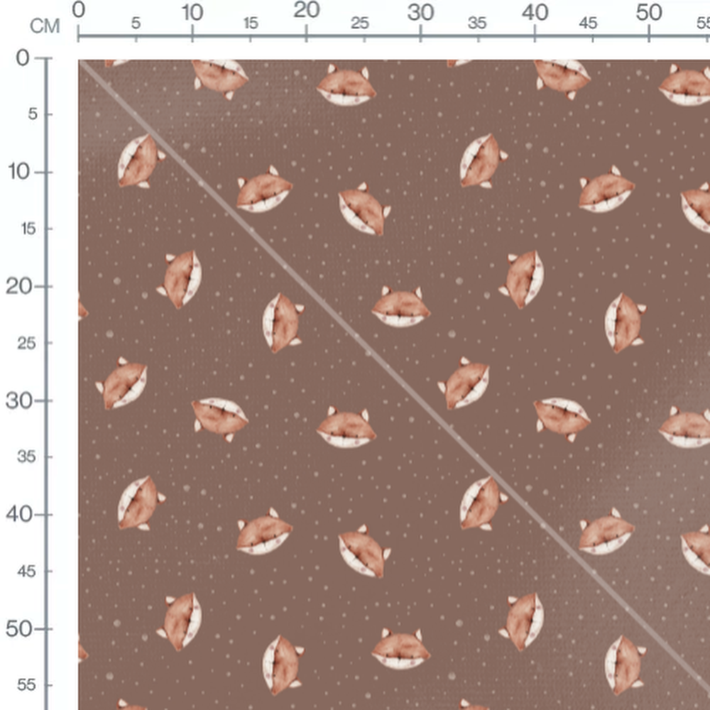 Tissu - Renards et pois marron
