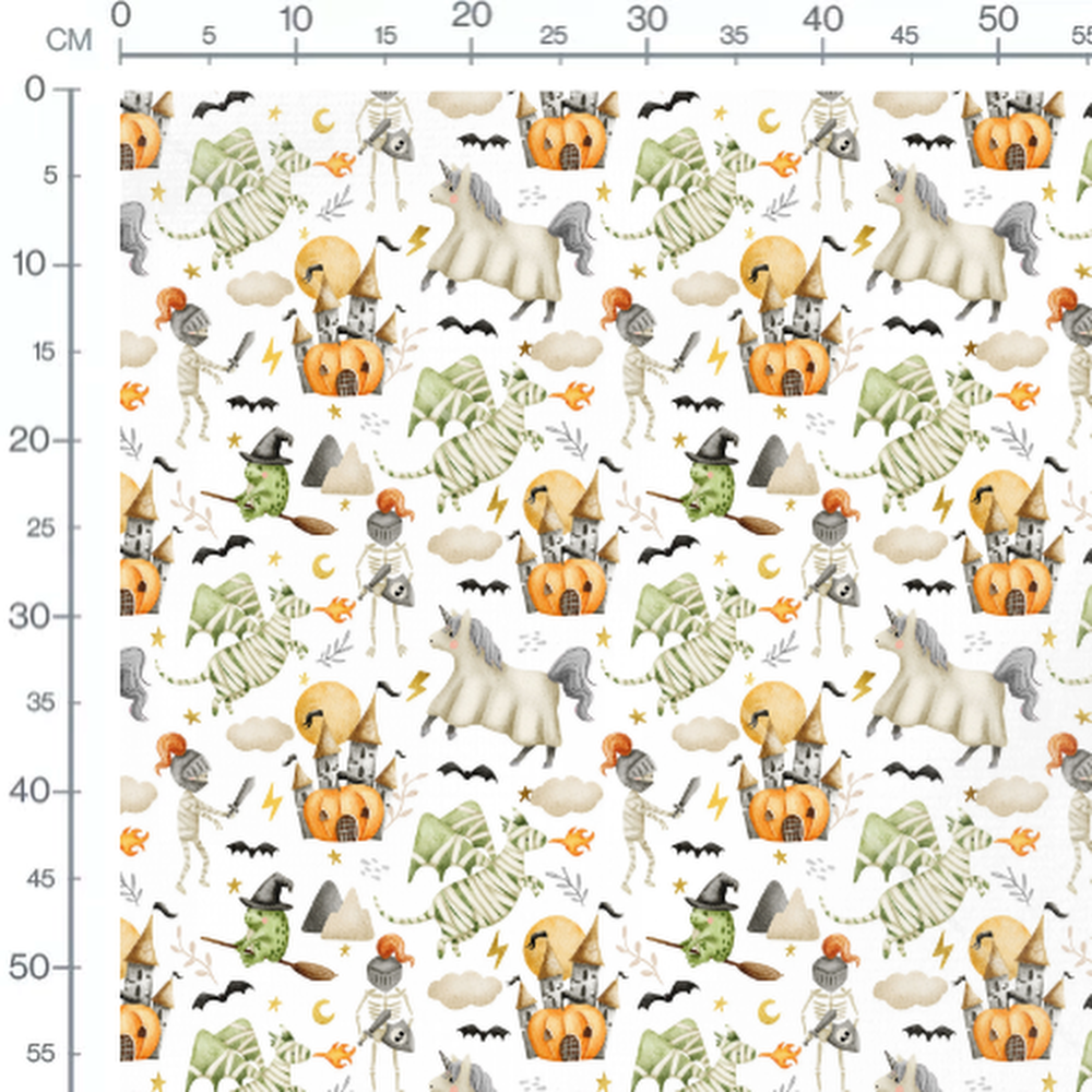 Tissu - Créatures et châteaux Halloween