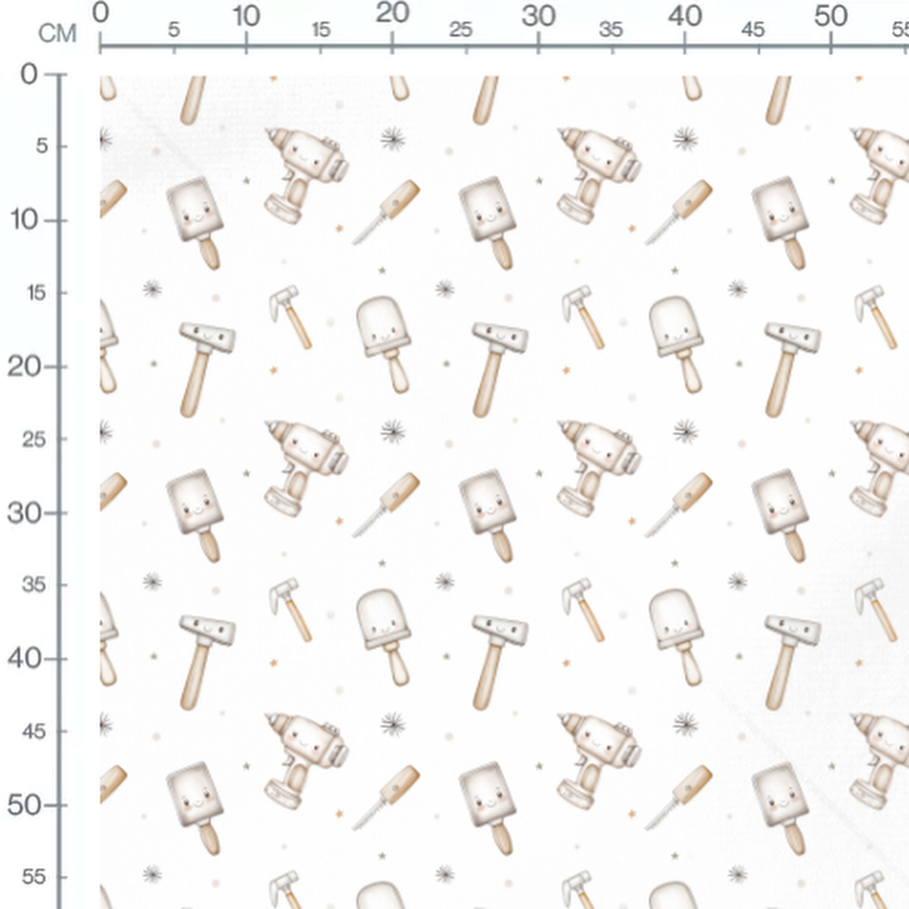 Tissu - Outils souriants pastel