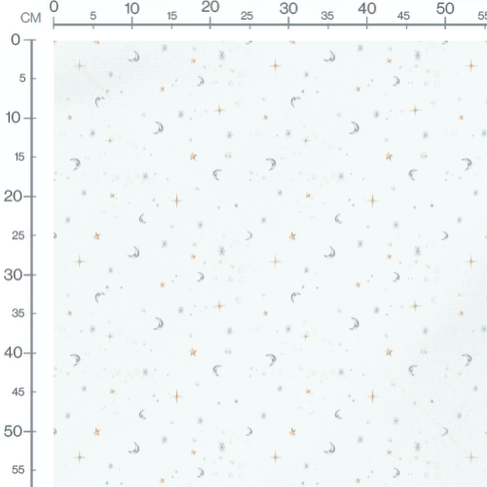 Tissu - Lunes grises et étoiles dorées