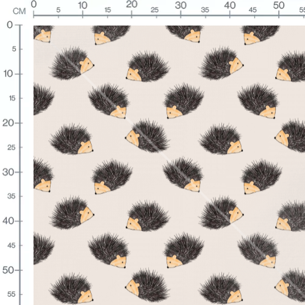 Tissu - Hérissons sur fond beige