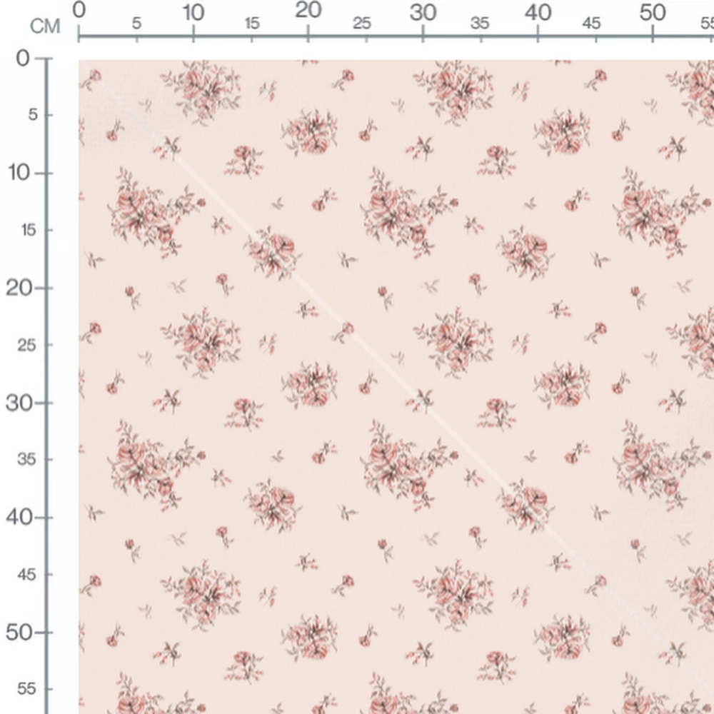 Tissu - Bouquets de roses vintage