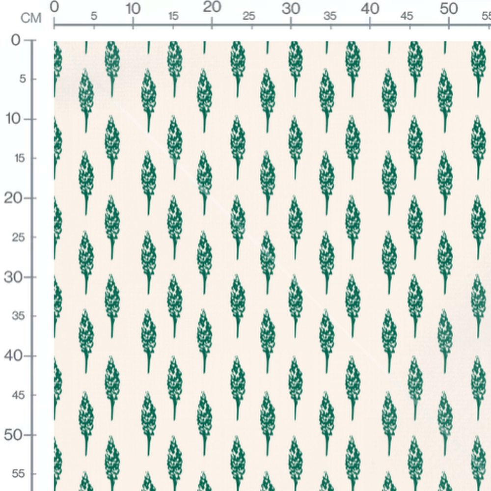 Tissu - Arbres verts sur fond beige