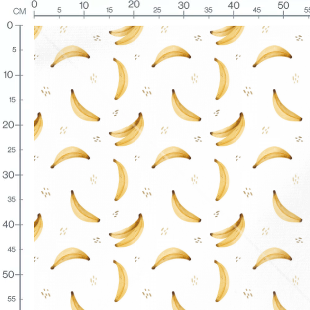 Tissu - Bananes jaunes sur blanc