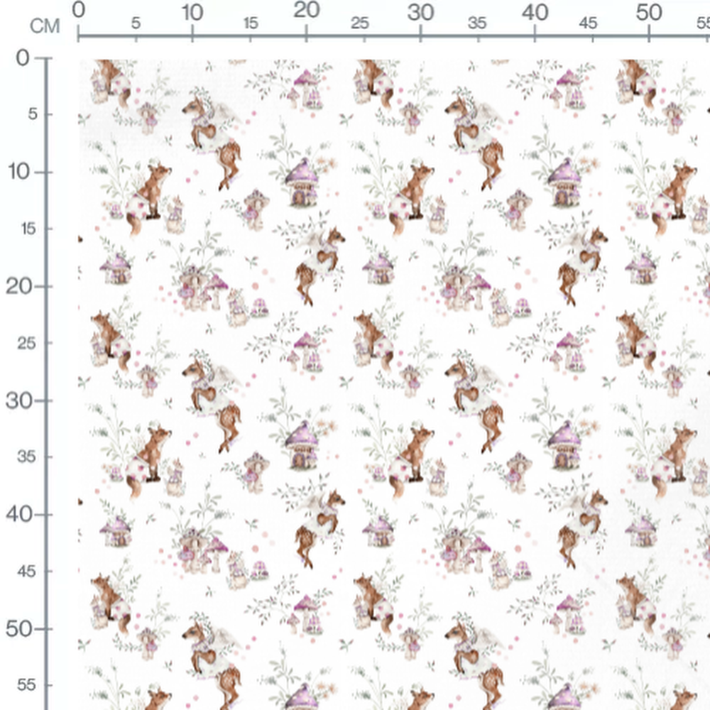 Tissu - Renards et faons enchantés