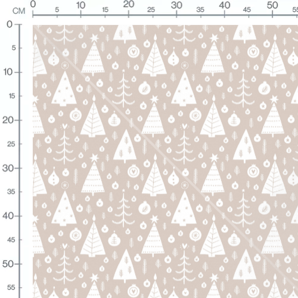 Tissu - Sapin et décorations blanches