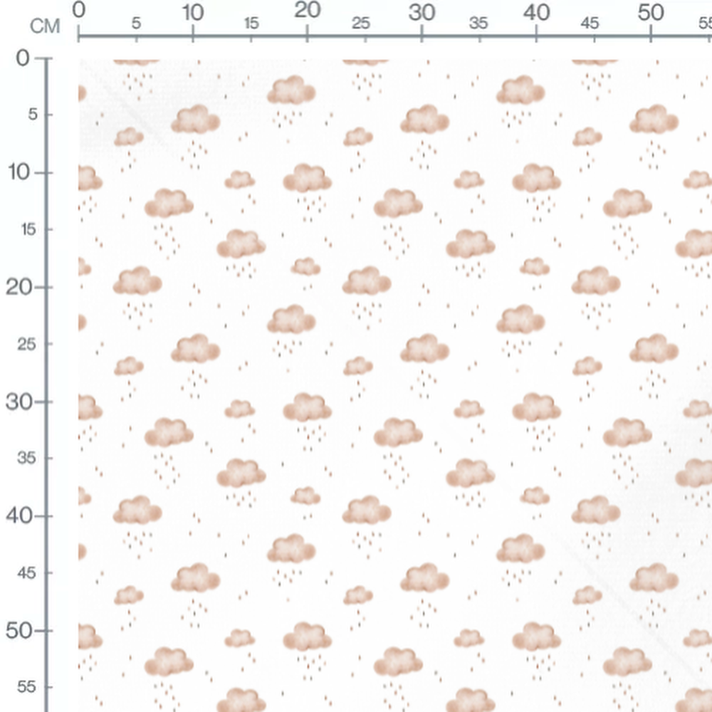 Tissu - Nuages beiges et gouttes colorées