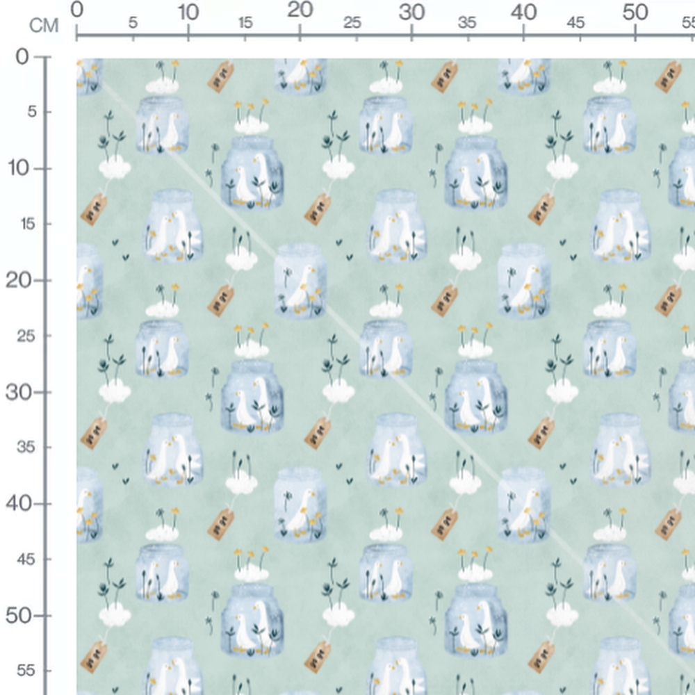Tissu - Oies blanches en bocaux