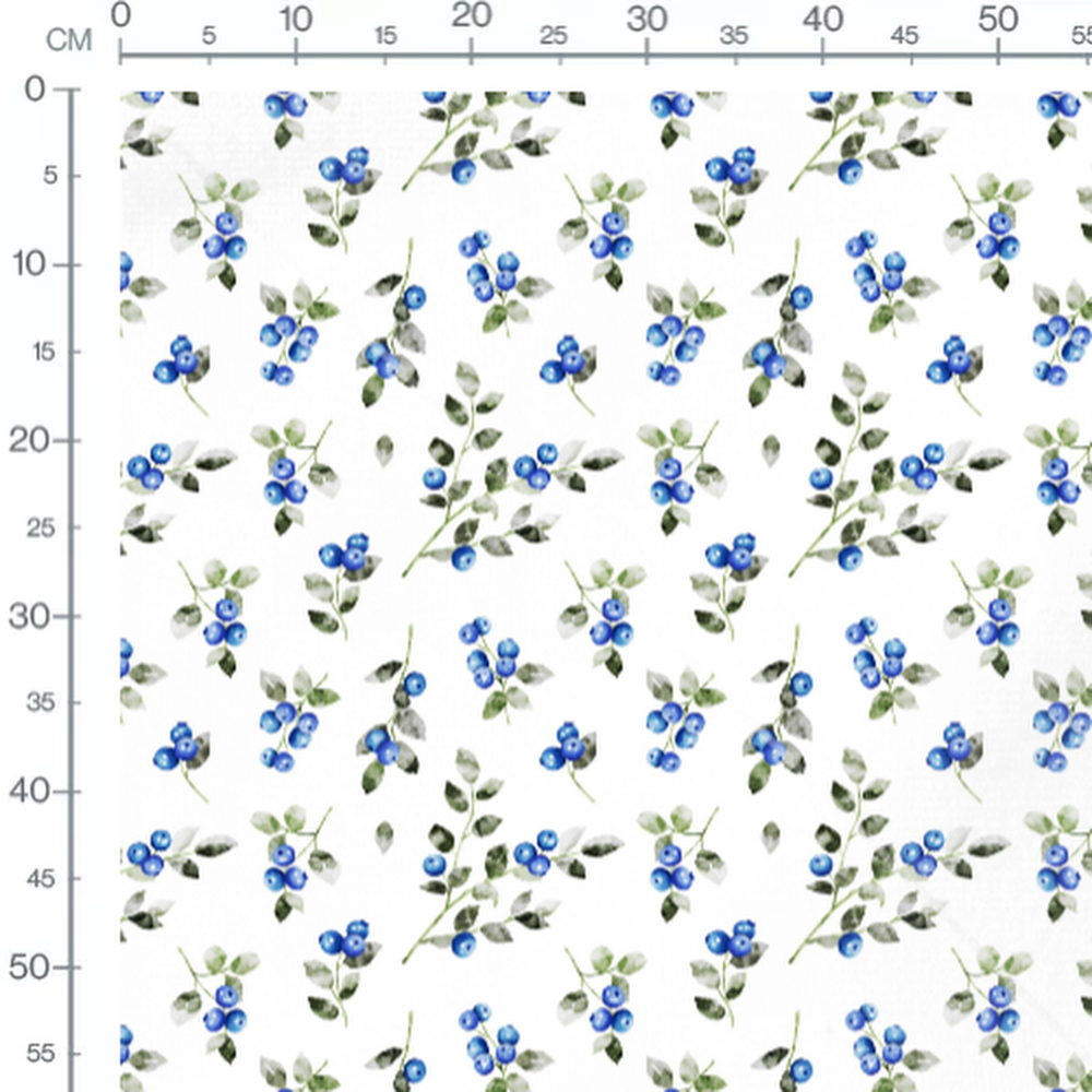 Tissu - Baies bleues sur fond blanc 2 2
