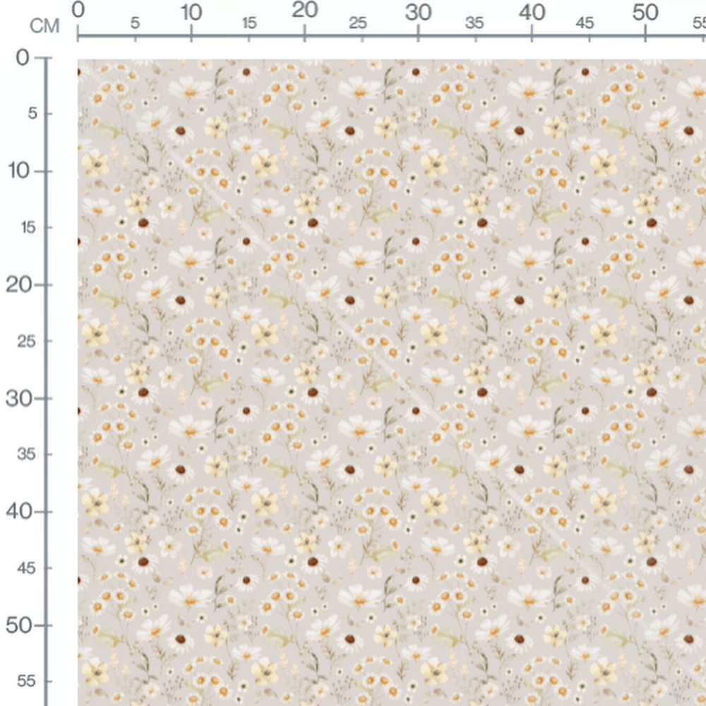 Tissu - Fleurs champêtres sur fond beige