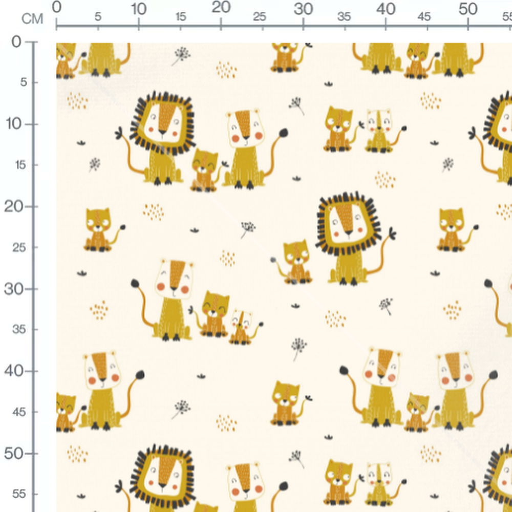 Tissu - Lions et léopards souriants