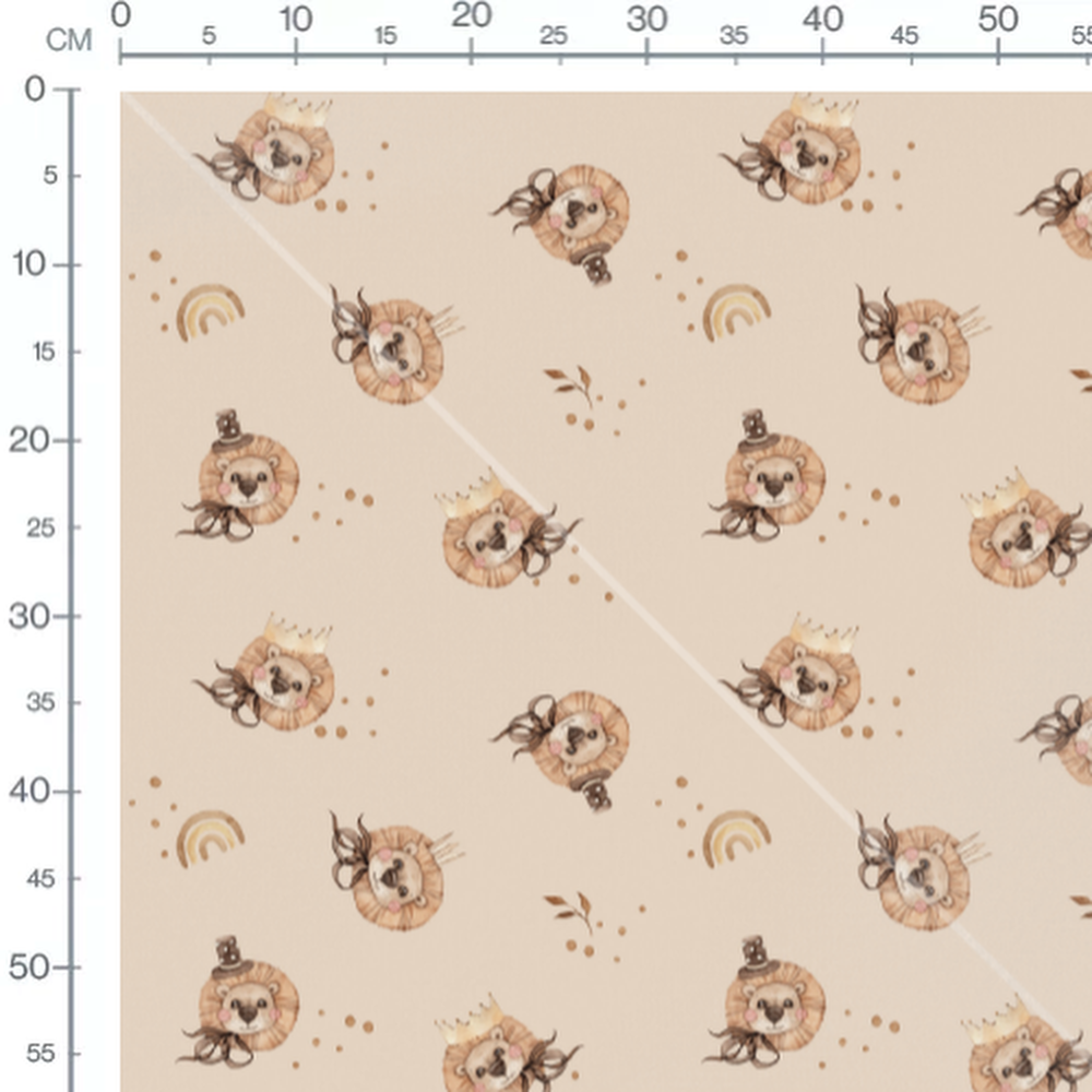 Tissu - Lions couronnés et chapeaux