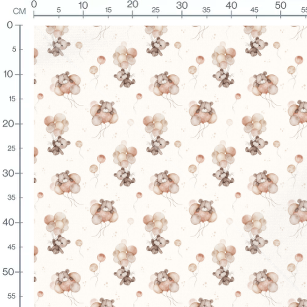 Tissu - Oursons bruns et ballons doux