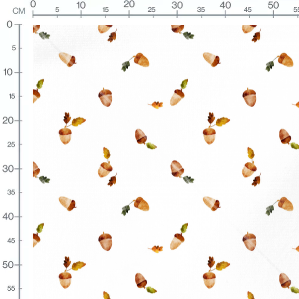 Tissu - Glands et feuilles sur blanc 3
