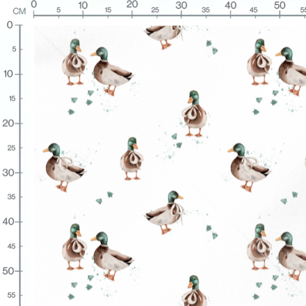 Tissu - Canards bruns et verts aquarelle