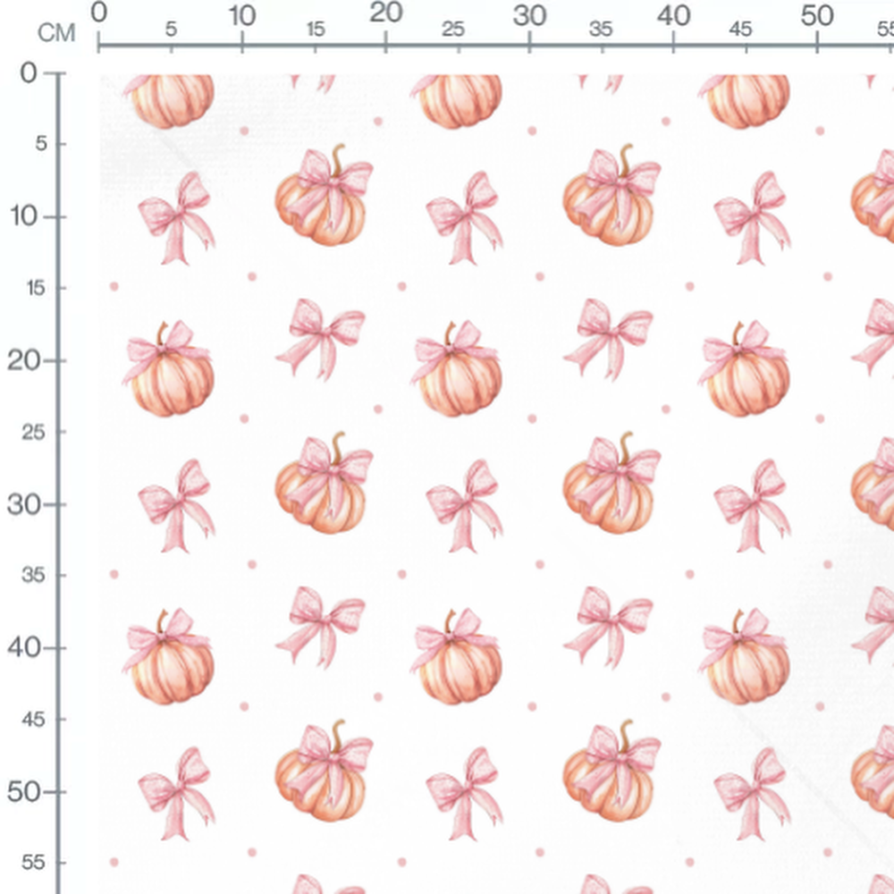 Tissu - Citrouilles et pois roses