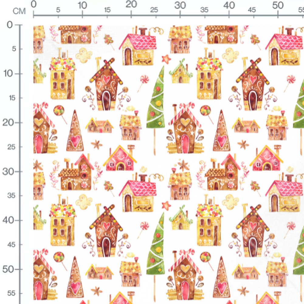 Tissu - Maisons et arbres de Noël