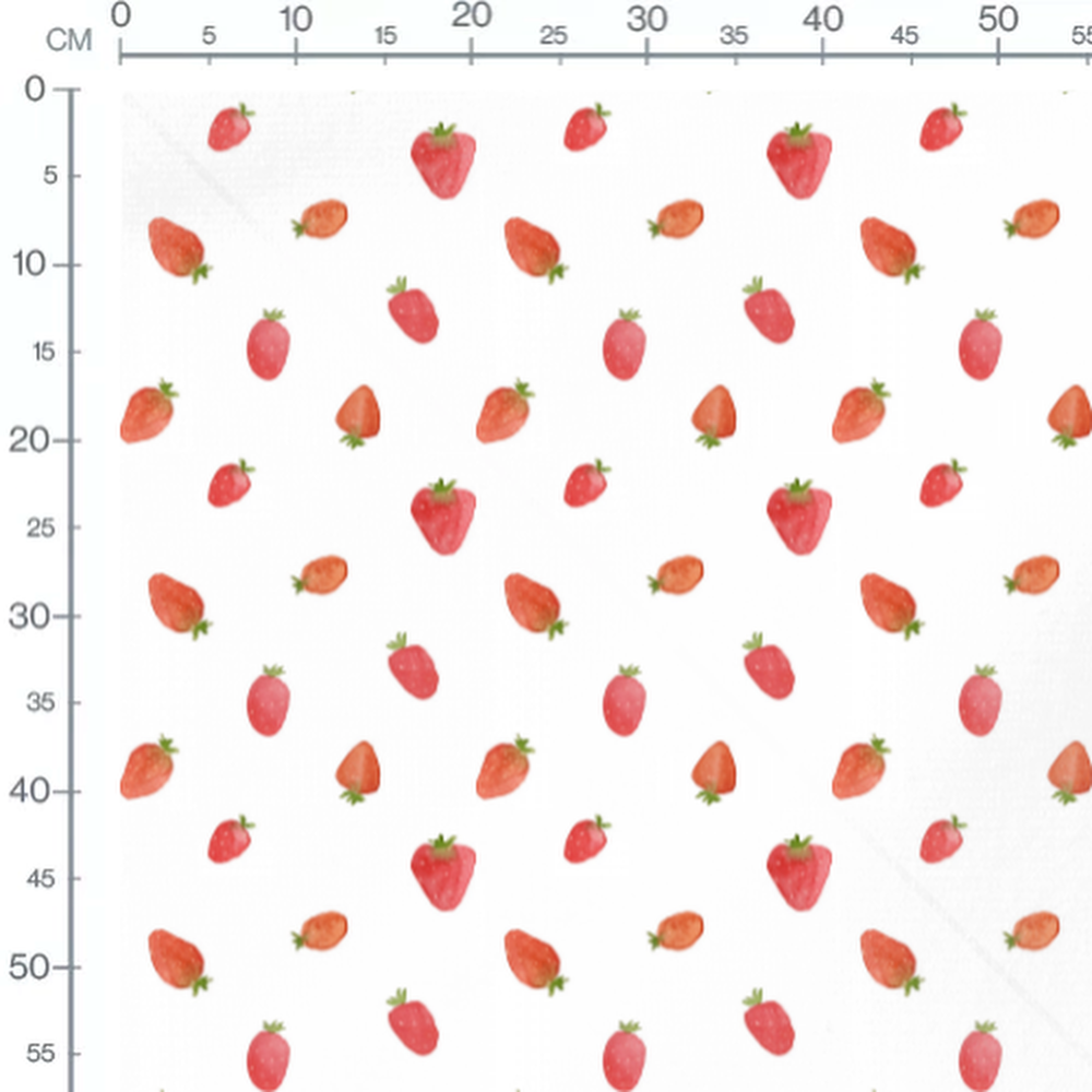 Tissu - Fraises variées en aquarelle