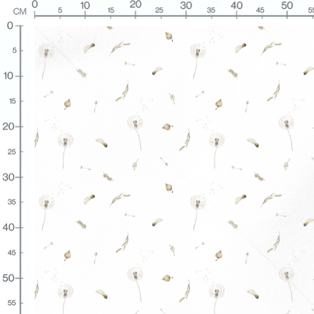 Tissu - Pissenlits et feuilles séchées
