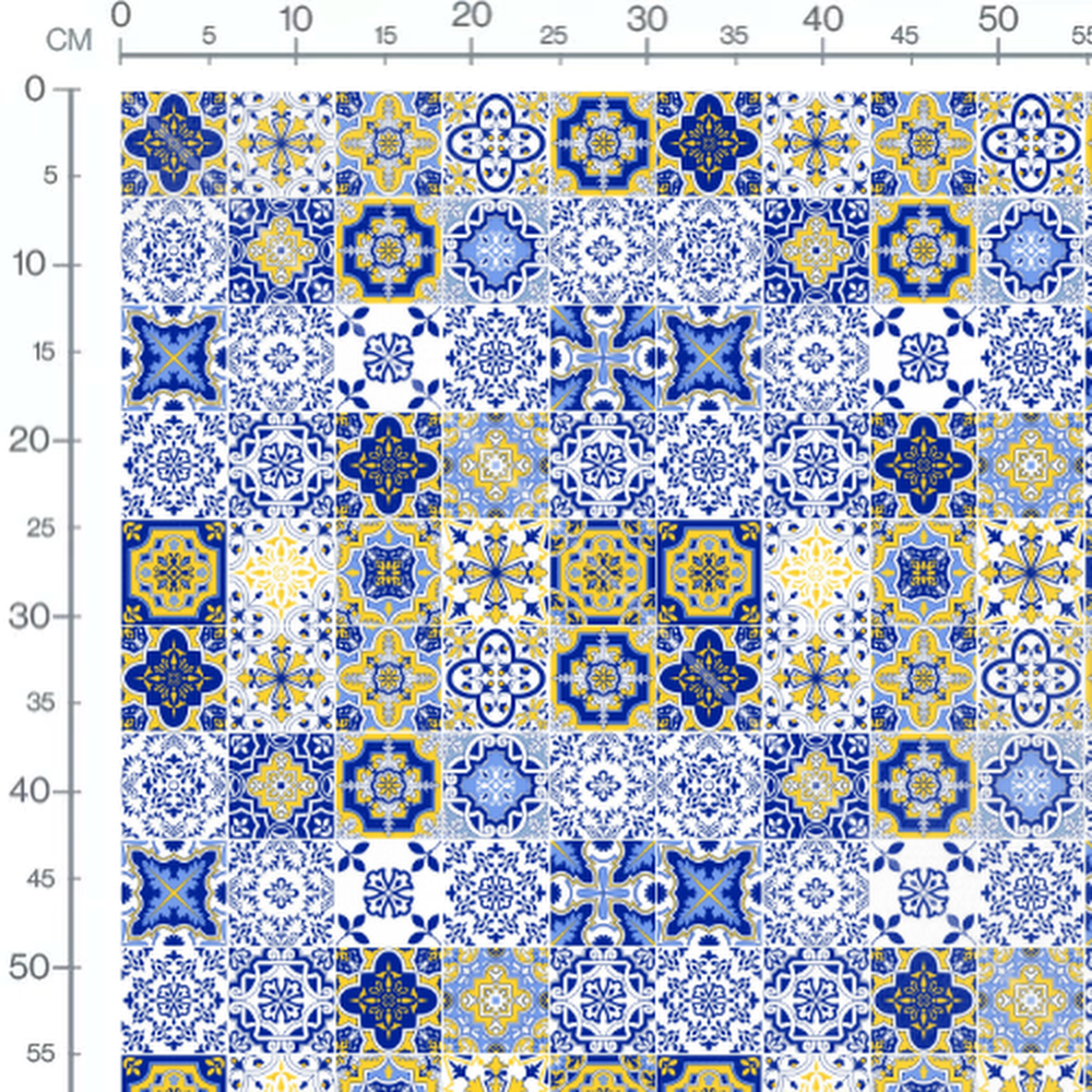 Tissu - Carreaux harmonieux en bleu