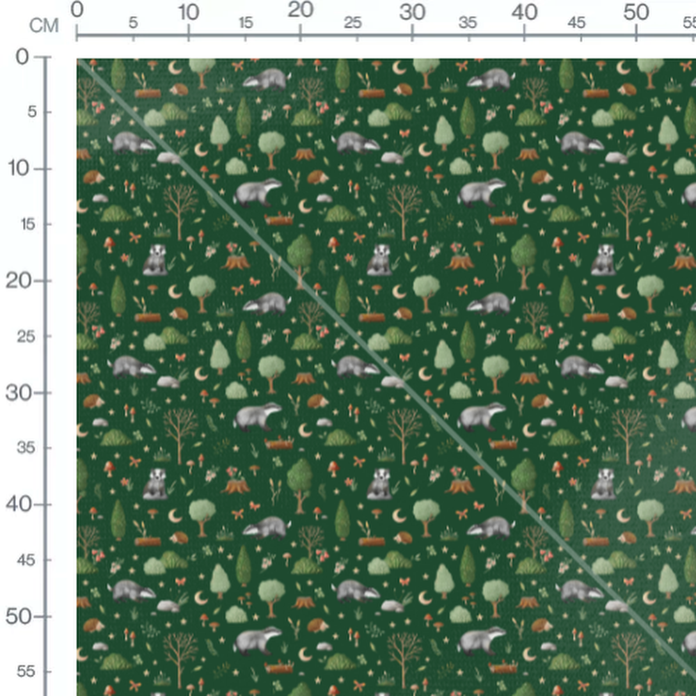 Tissu - Animaux de la forêt verte