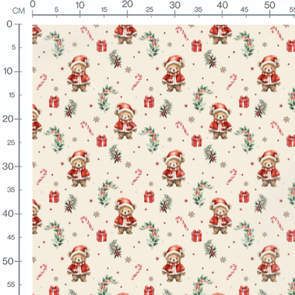 Tissu - Pommes de pin blanches et beige