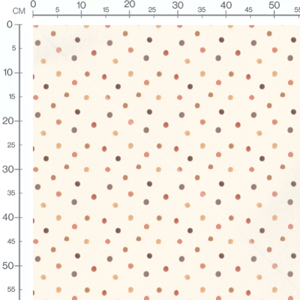 Tissu - Pois marron et rose sur crème