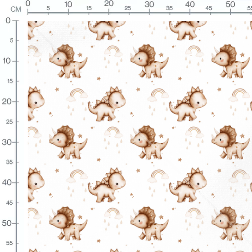 Tissu - Dinosaures et arcs-en-ciel
