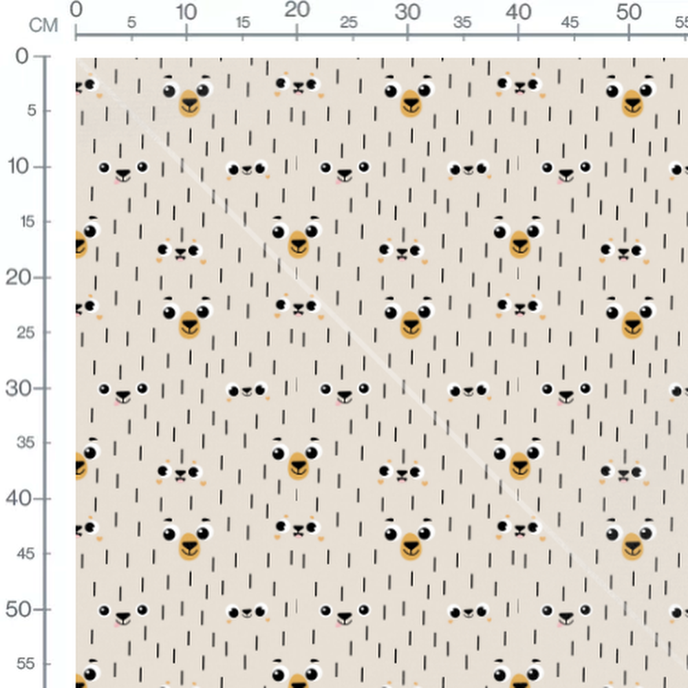 Tissu - Ours noirs et blancs sur beige