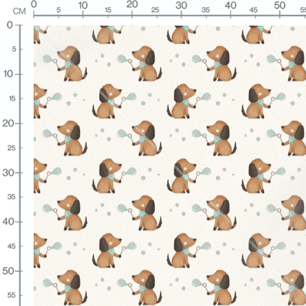 Tissu - Chiens soufflant des bulles