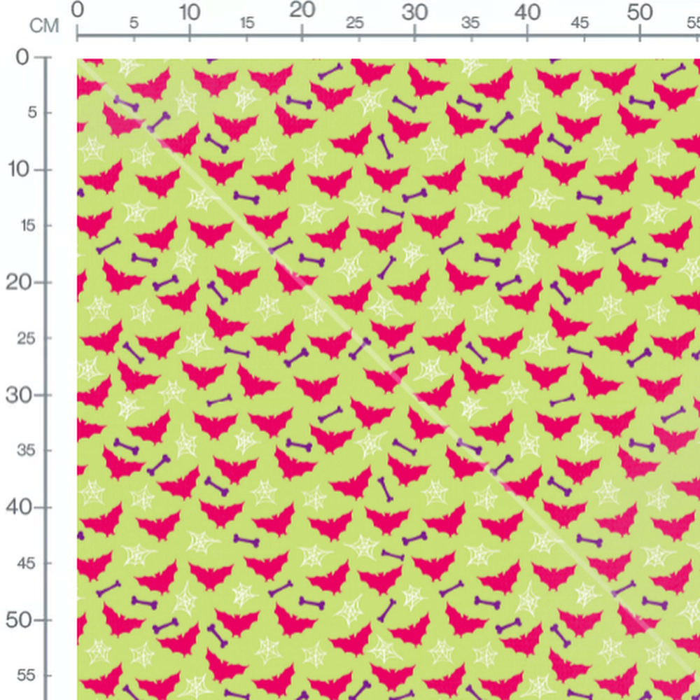 Tissu - Chauves-souris roses sur vert