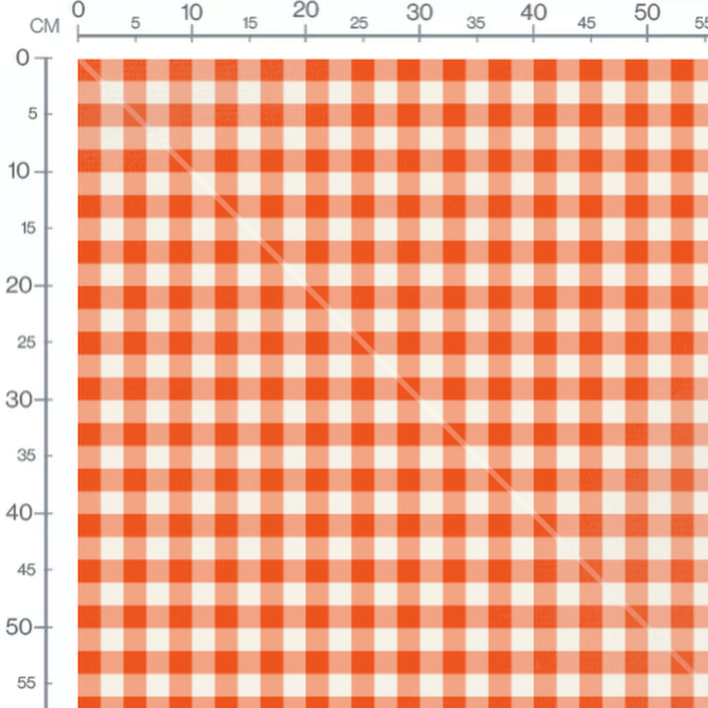 Tissu - Carreaux orange et blanc