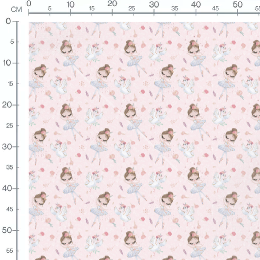 Tissu - Cygnes et ballerines roses