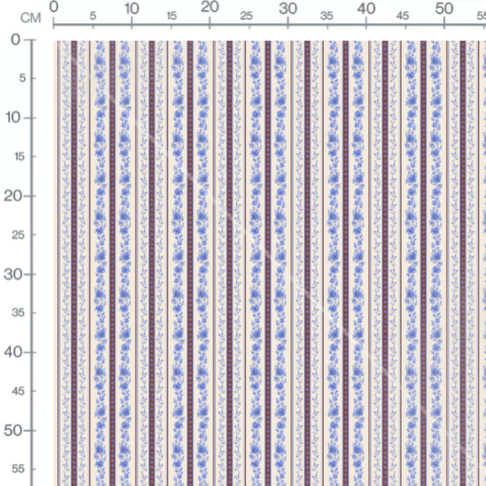 Tissu - Fleurs bleues sur fond beige