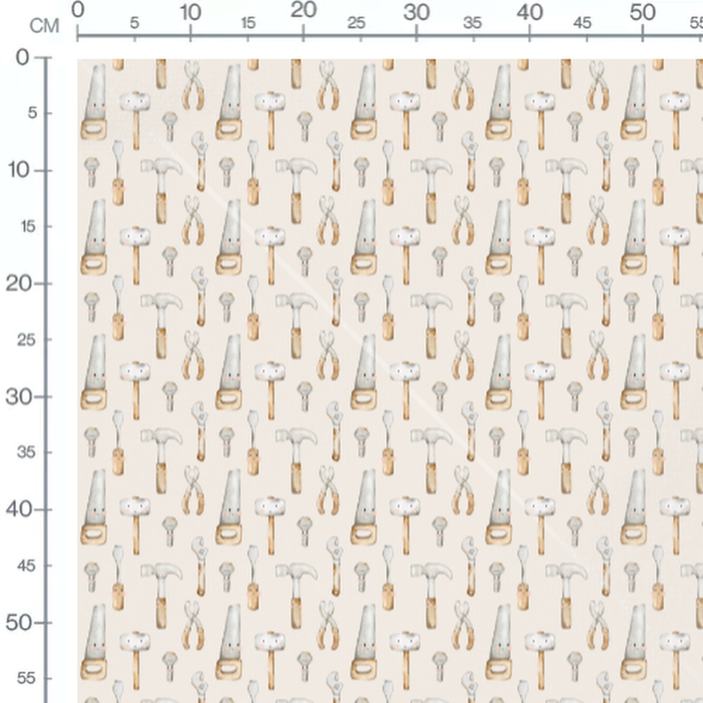Tissu - Outils gris et marron joyeux