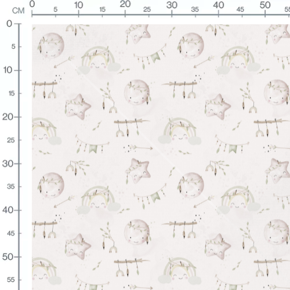 Tissu - Visages souriants et arcs-en-ciel