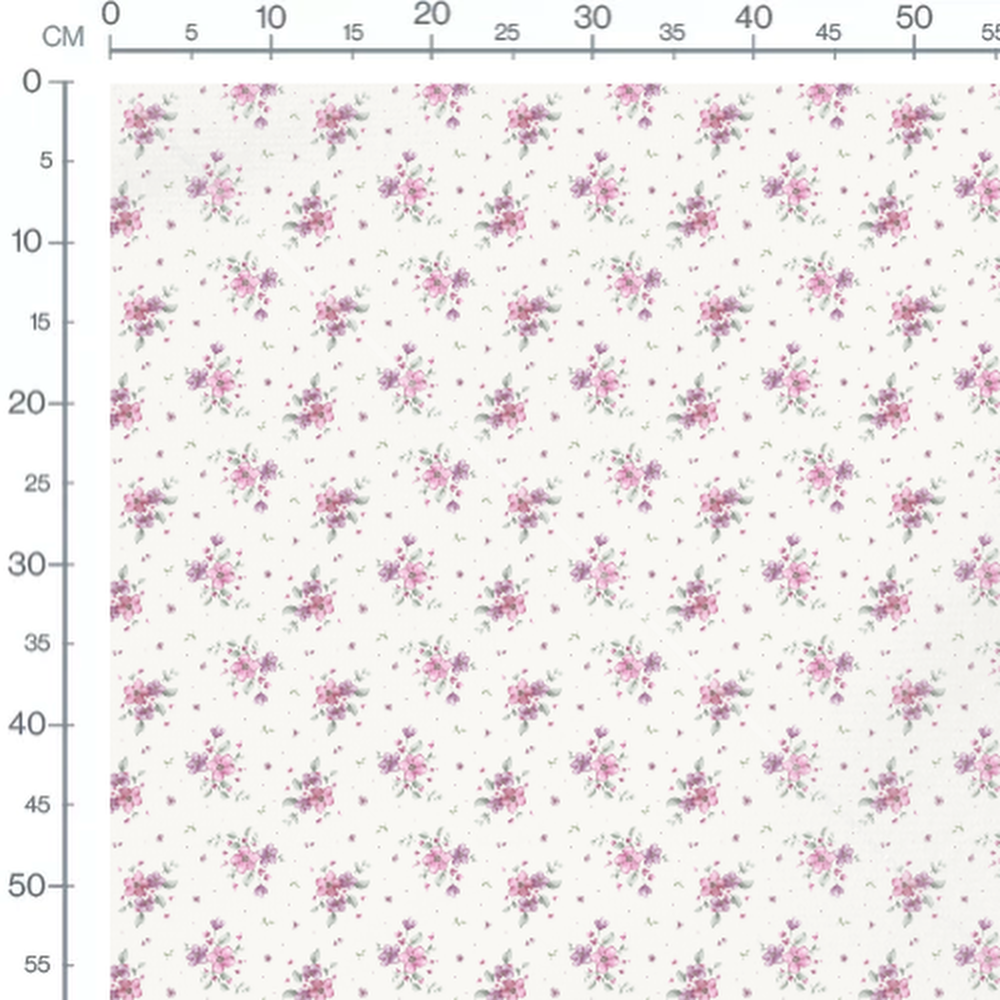 Tissu - Fleurs roses et feuilles vertes 6