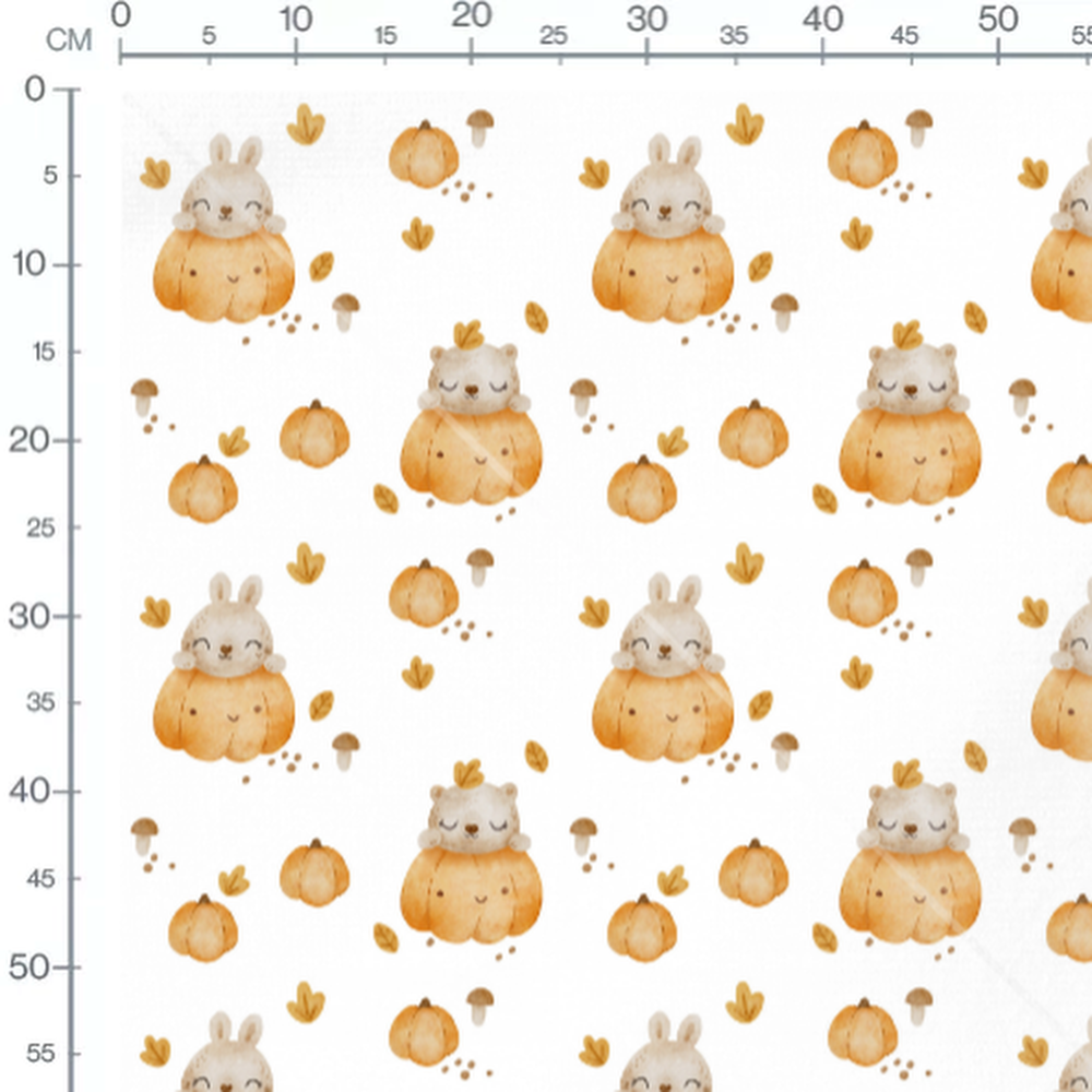 Tissu - Animaux mignons citrouilles