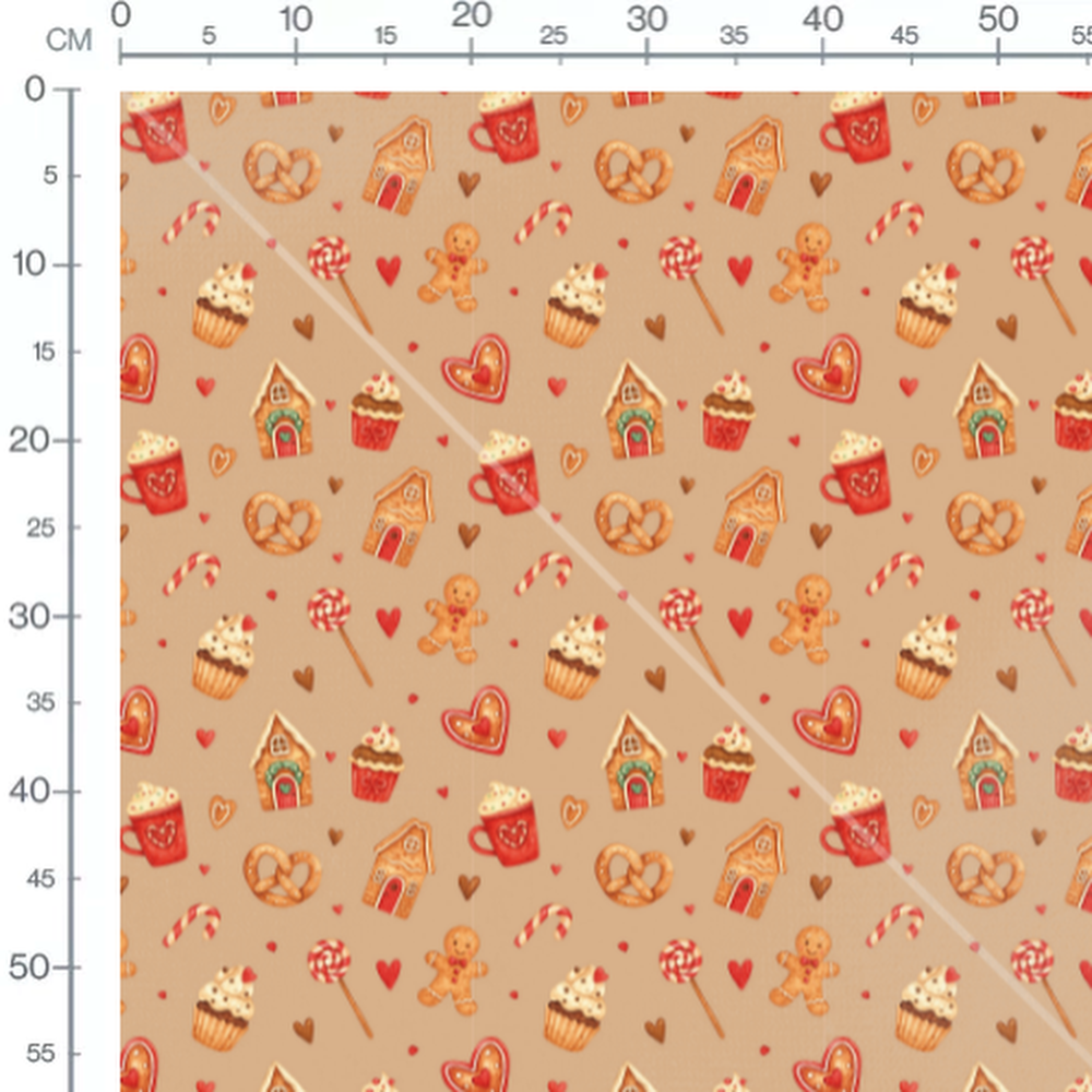 Tissu - Délices sucrés sur beige
