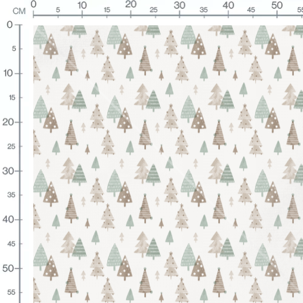 Tissu - Sapins stylisés pastel