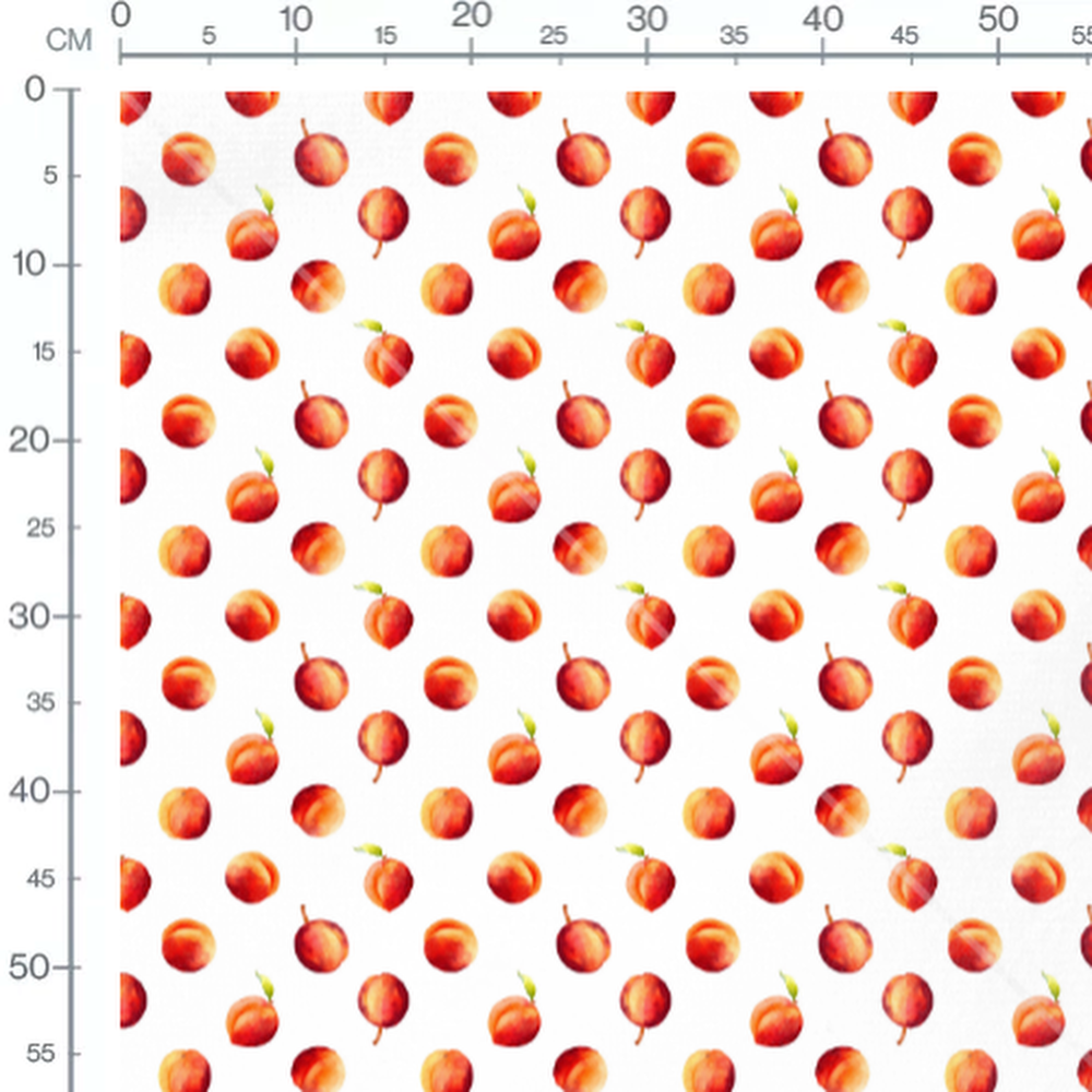 Tissu - Pêches aquarelle fond blanc